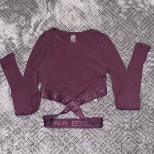 NovaSport X-Small Ribbed Active Crop Top in Plum